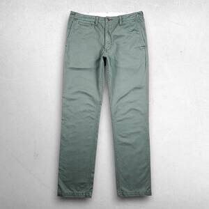 Uniqlo Straight Leg Chino Pants Men 33x33 Green 100% Cotton Preppy